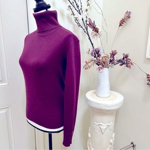 Vintage wool acrylic eggplant plum purple turtleneck sweater